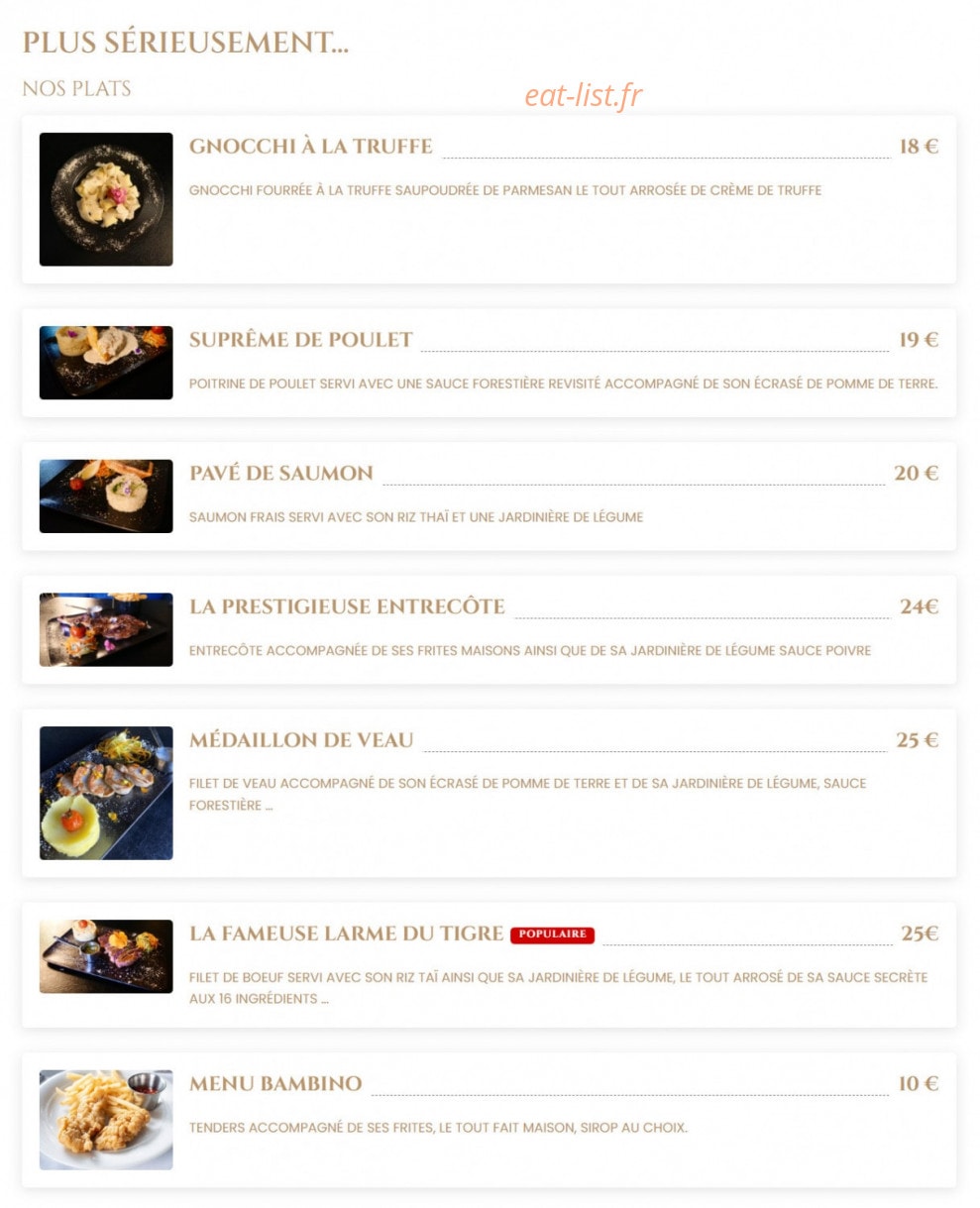 Restaurant l’aristocrate — carte page 2