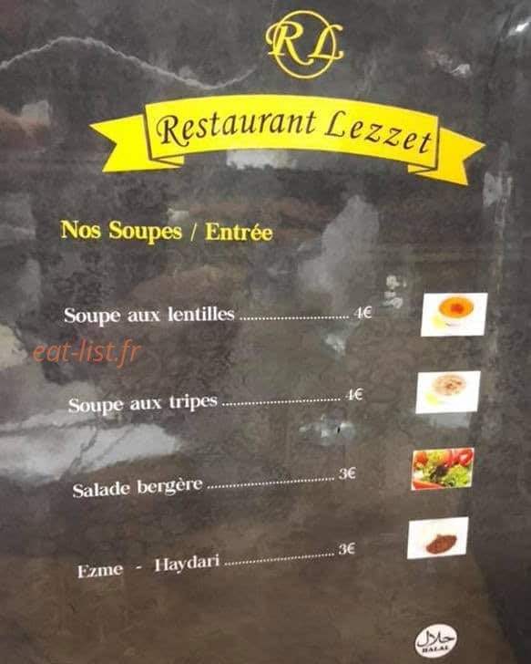 Restaurant Lezzet — carte page 1