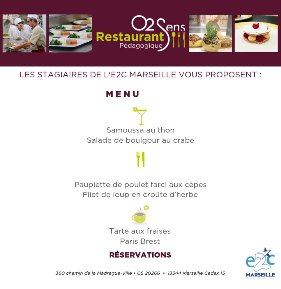 Restaurant O2Sens — carte page 1