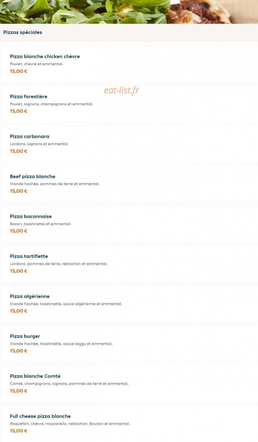 Rosa Pizza — carte page 4
