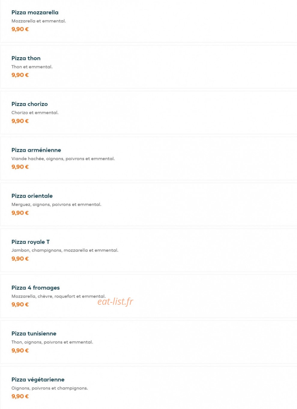 Rosa Pizza — carte page 2