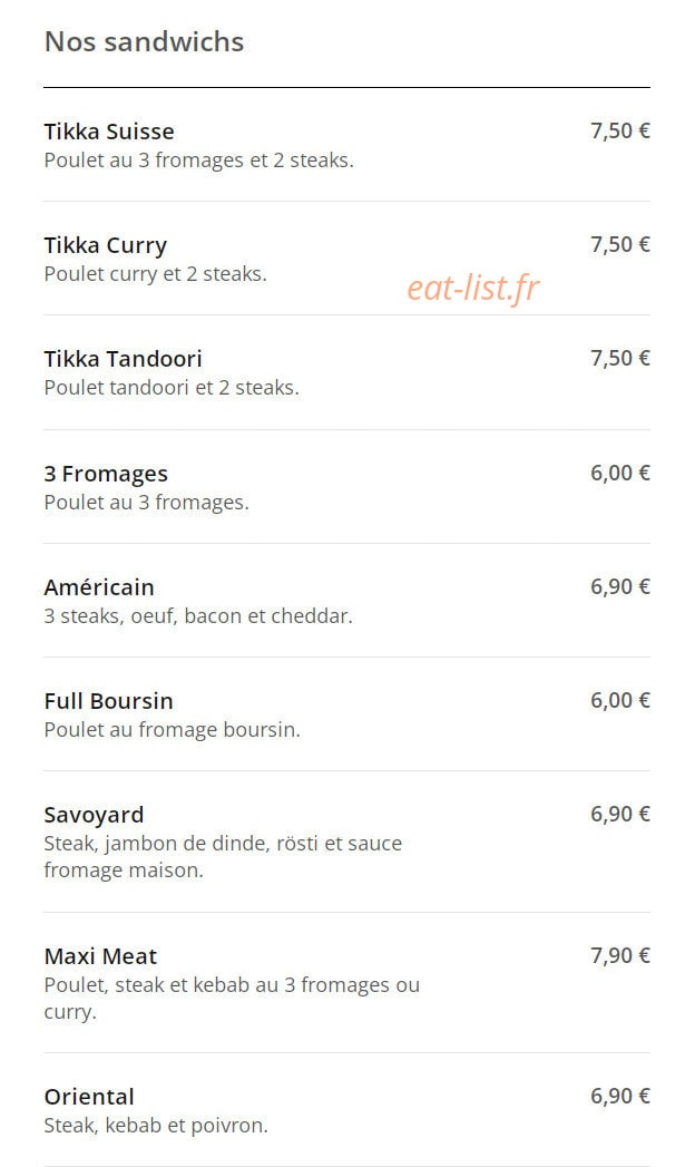Tikka Food — carte page 8