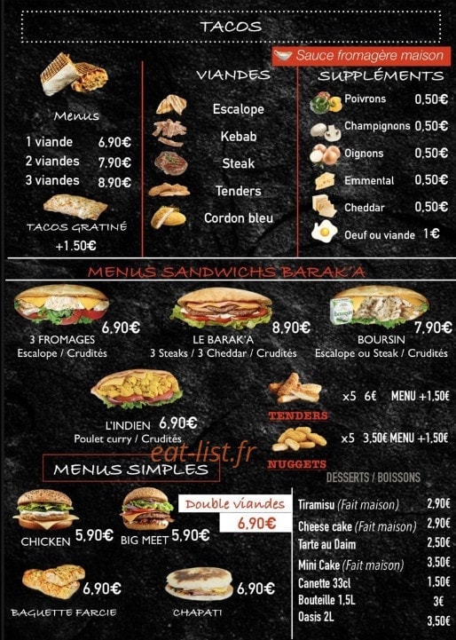 Barak’a Food — carte page 2