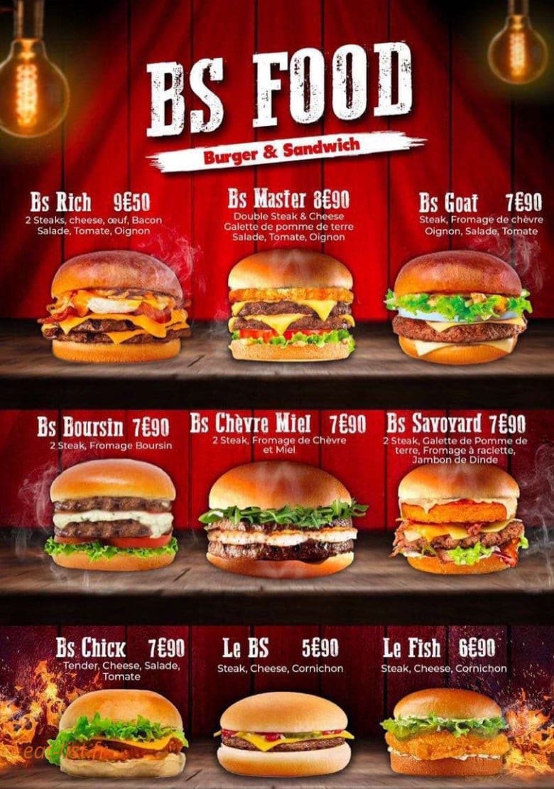 Bs Food — carte page 1