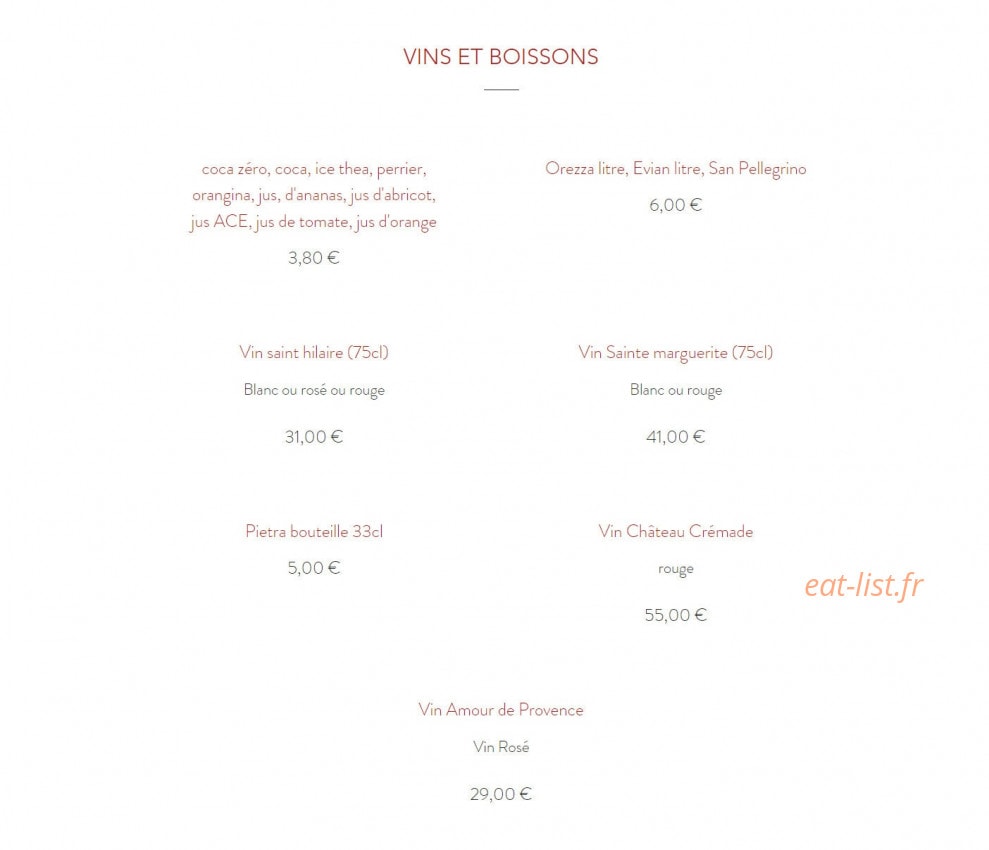 Coté Palmiers — carte page 5