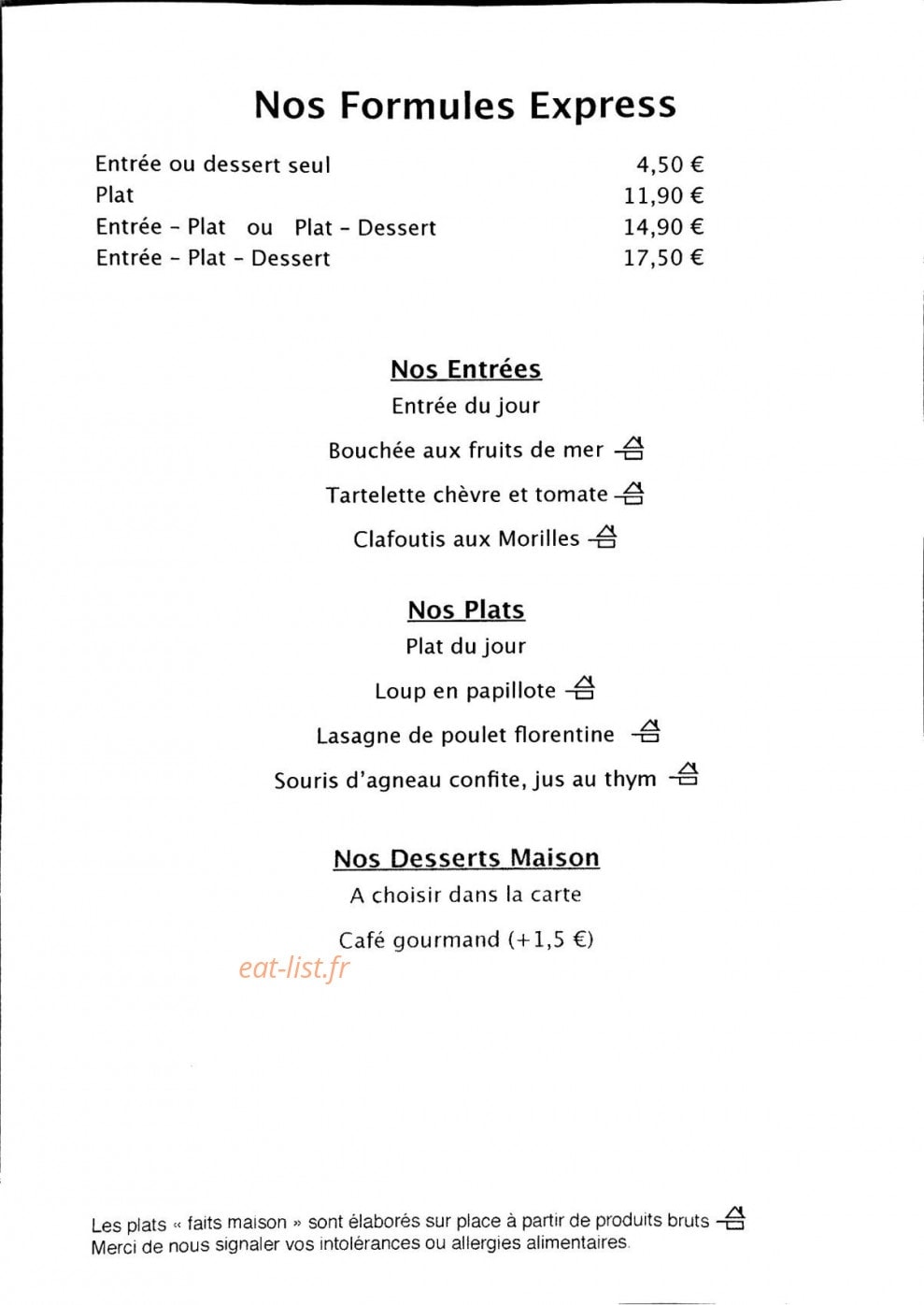 La Véranda — carte page 1
