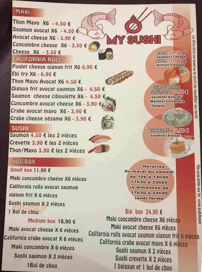 Ô My Sushi — carte page 1