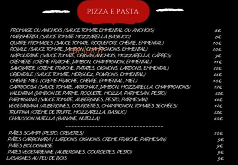 Pizzeria italia — carte page 1