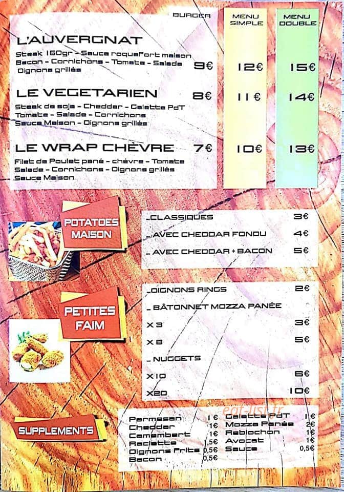 Bar à burger — carte page 2