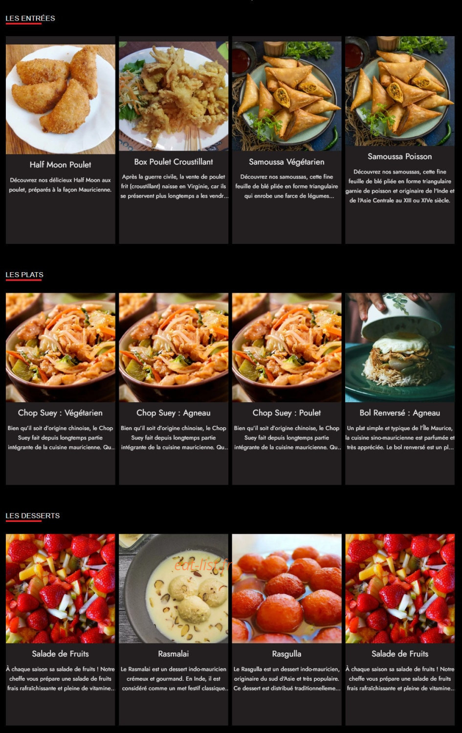 Dodo Kitchen — carte page 1