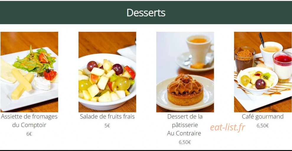 Le Comptoir du Parc — carte page 6