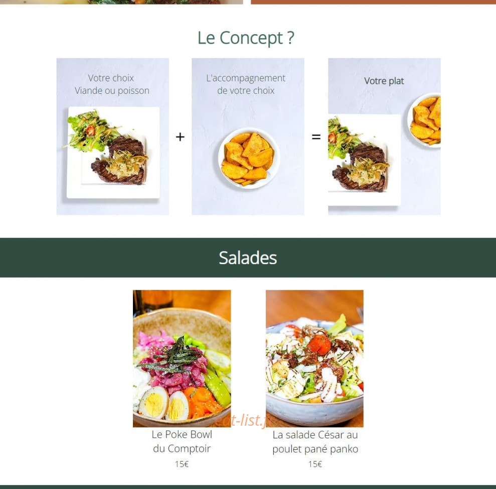 Le Comptoir du Parc — carte page 2