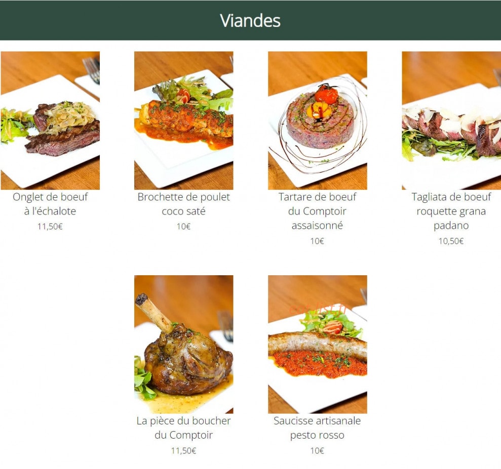 Le Comptoir du Parc — carte page 3