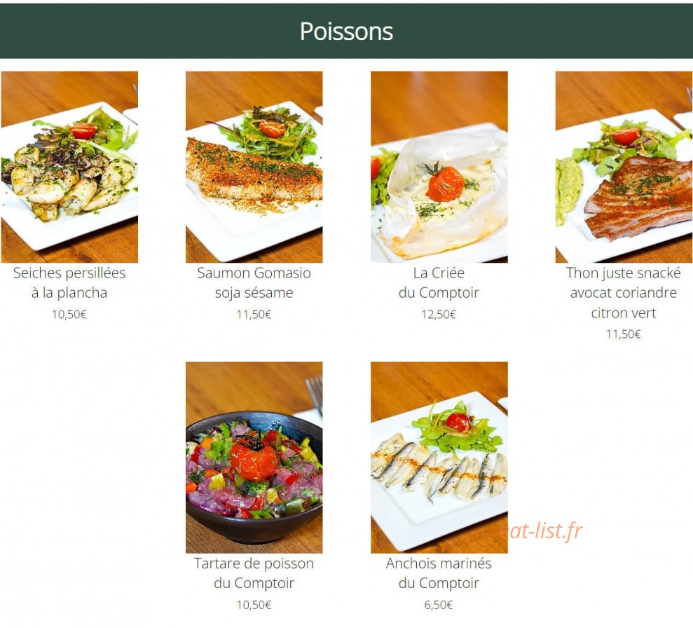 Le Comptoir du Parc — carte page 4