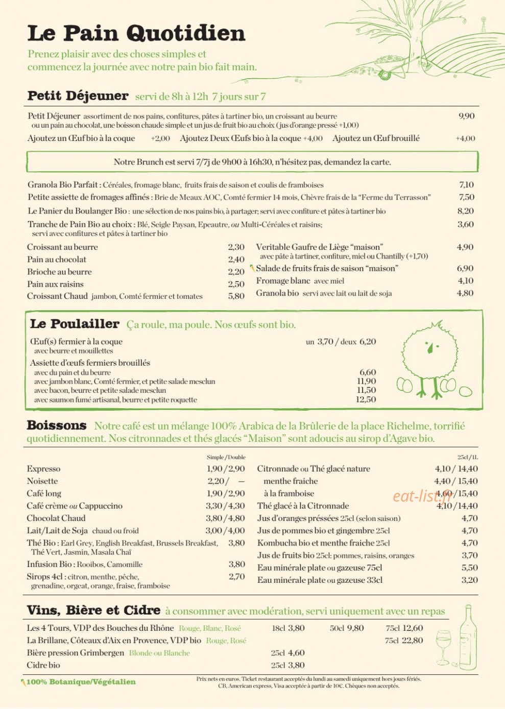 Le Pain Quotidien Lunch Menu