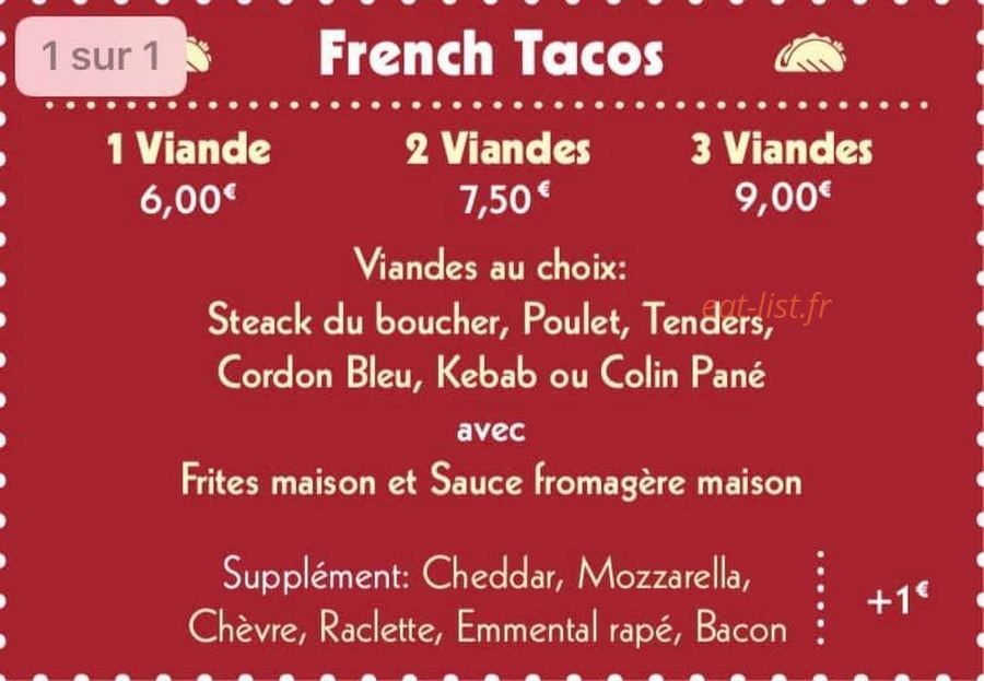 Noho Burger — carte page 1
