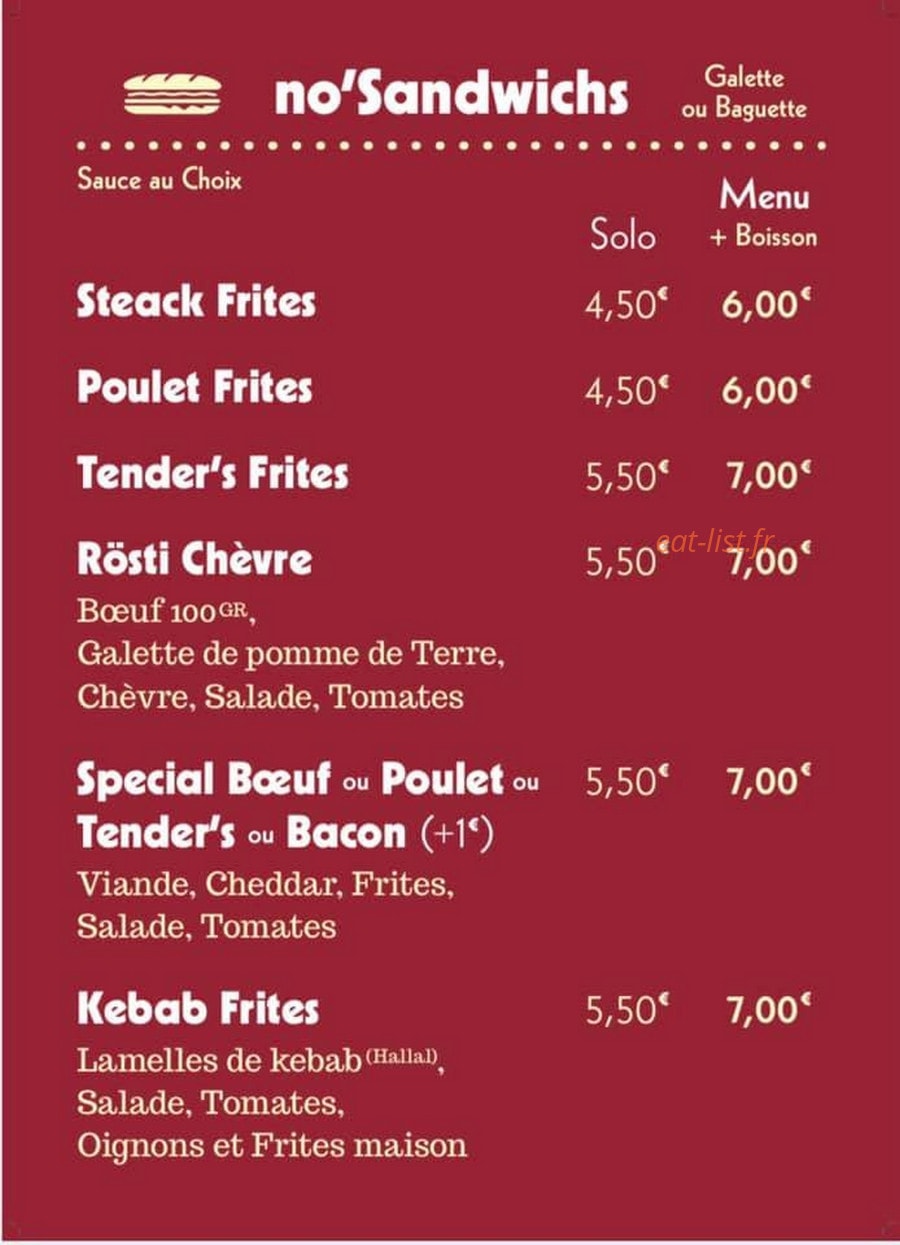 Noho Burger — carte page 3