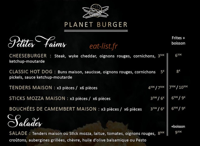 Planet burger — carte page 3