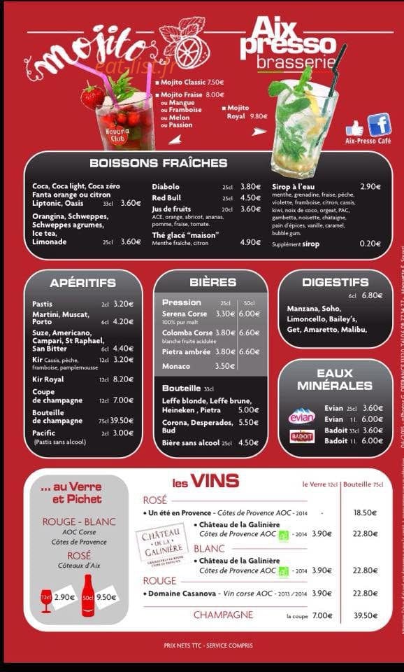 Aix-Presso Café — carte page 8