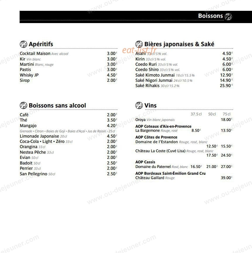 Aji-sushi — carte page 14