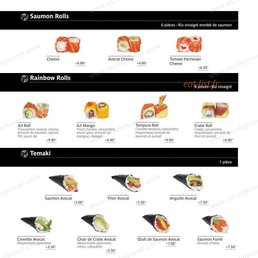 Aji-sushi — carte page 9