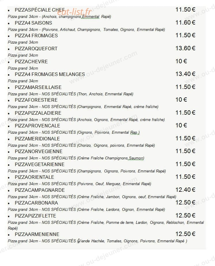Allo Pizza — carte page 4