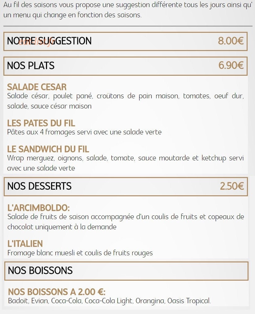 Au fil des saisons — carte page 1