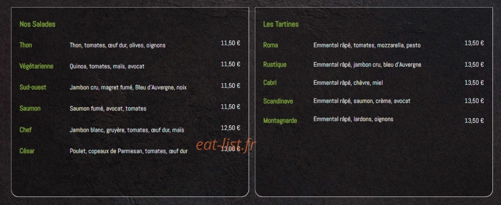 Auben Café — carte page 3