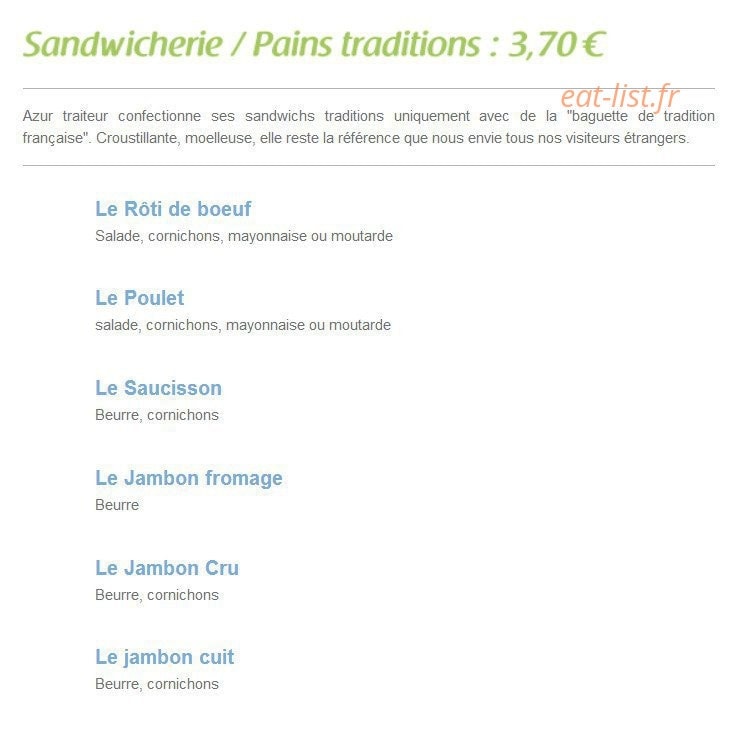 Azur Traiteur — carte page 7