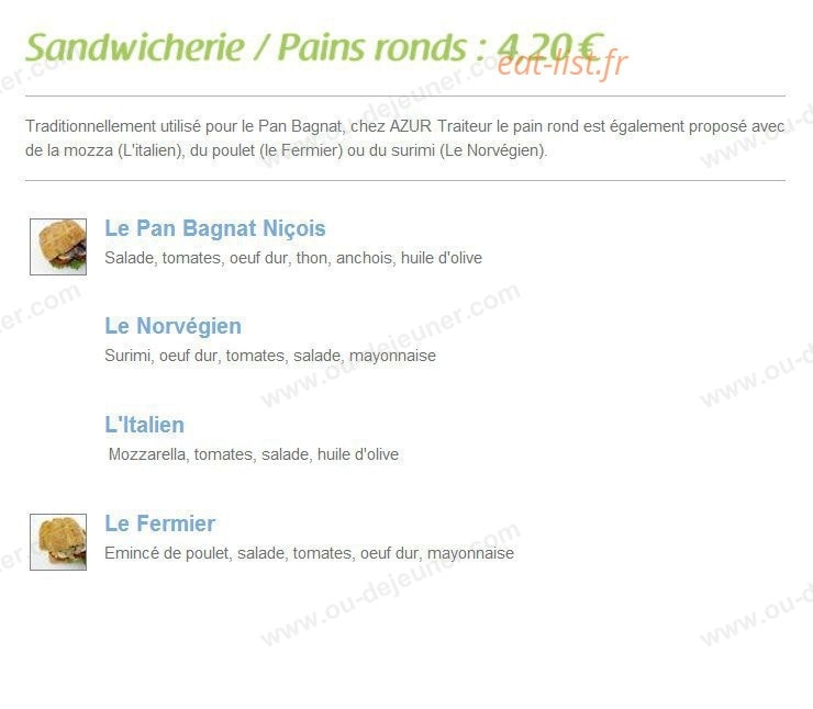 Azur Traiteur — carte page 6
