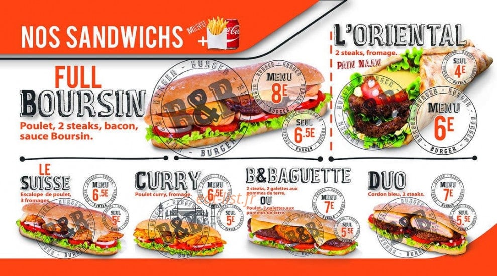 B&b burger — carte page 1