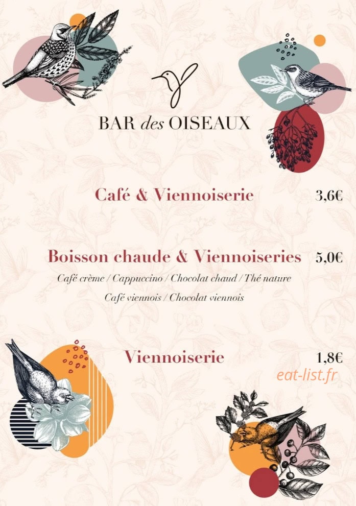 Bar des Oiseaux — carte page 1