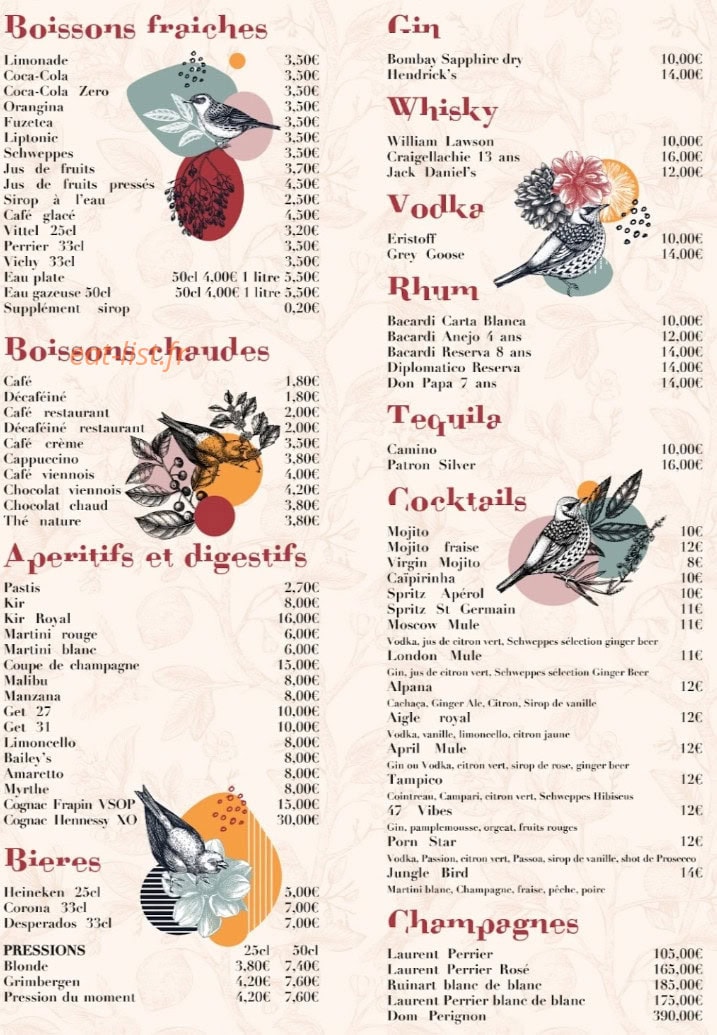 Bar des Oiseaux — carte page 3
