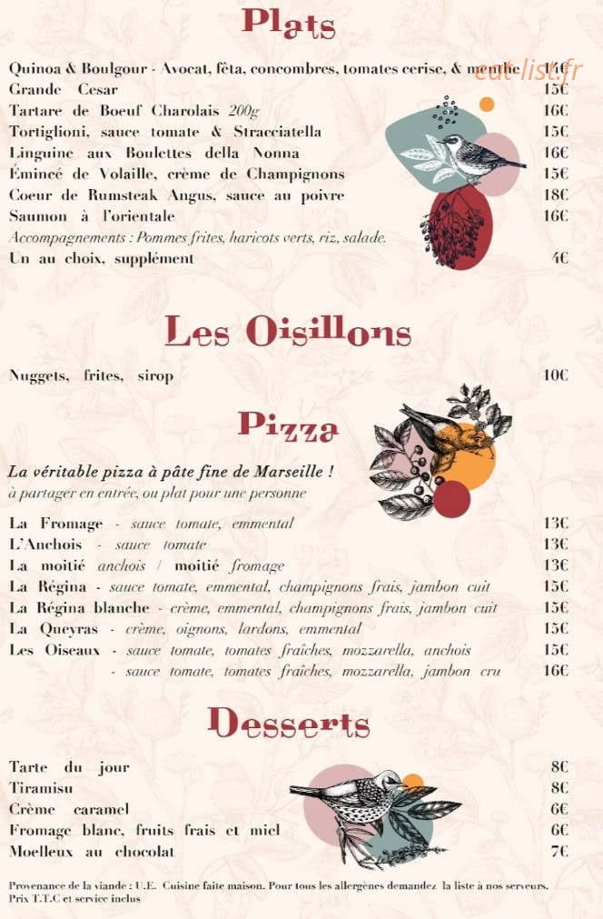 Bar des Oiseaux — carte page 2