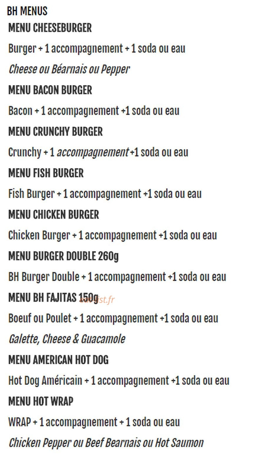 BeefHouse — carte page 3
