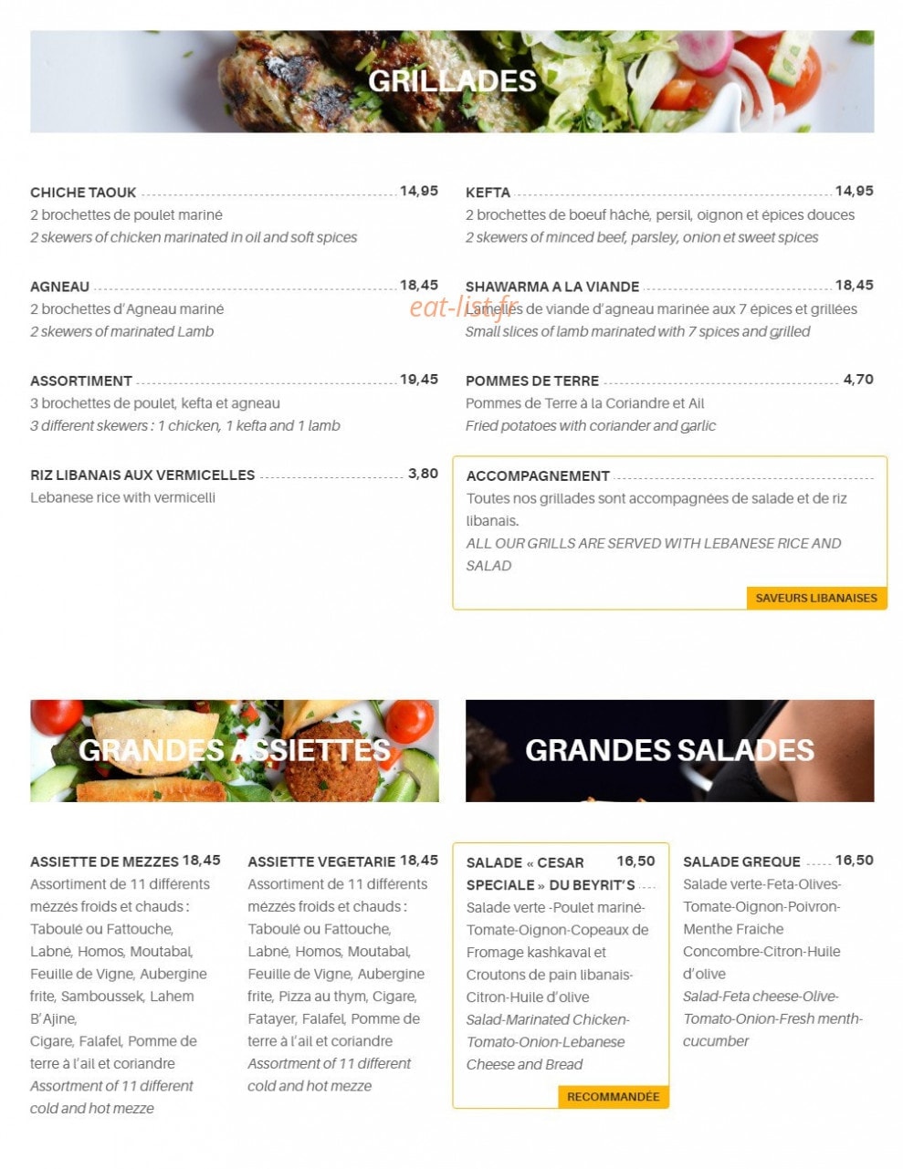 Beyrit's — carte page 2
