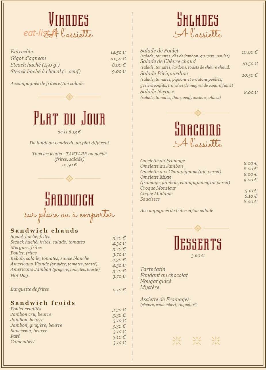 Brasserie du pont de l'arc — carte page 1