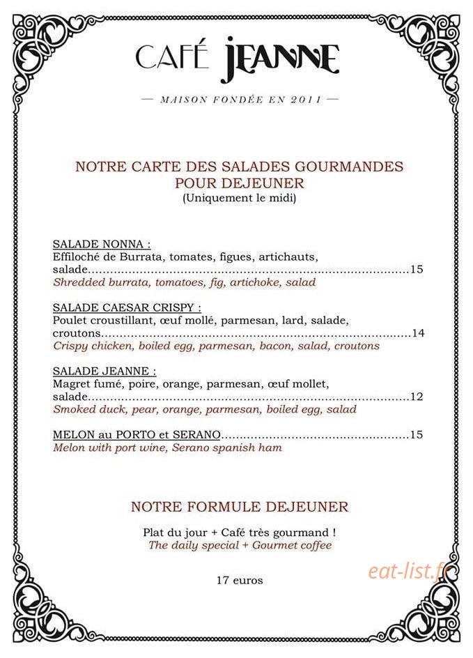 Café Jeanne — carte page 4