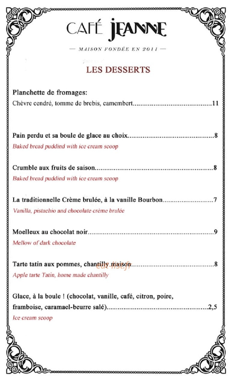 Café Jeanne — carte page 3