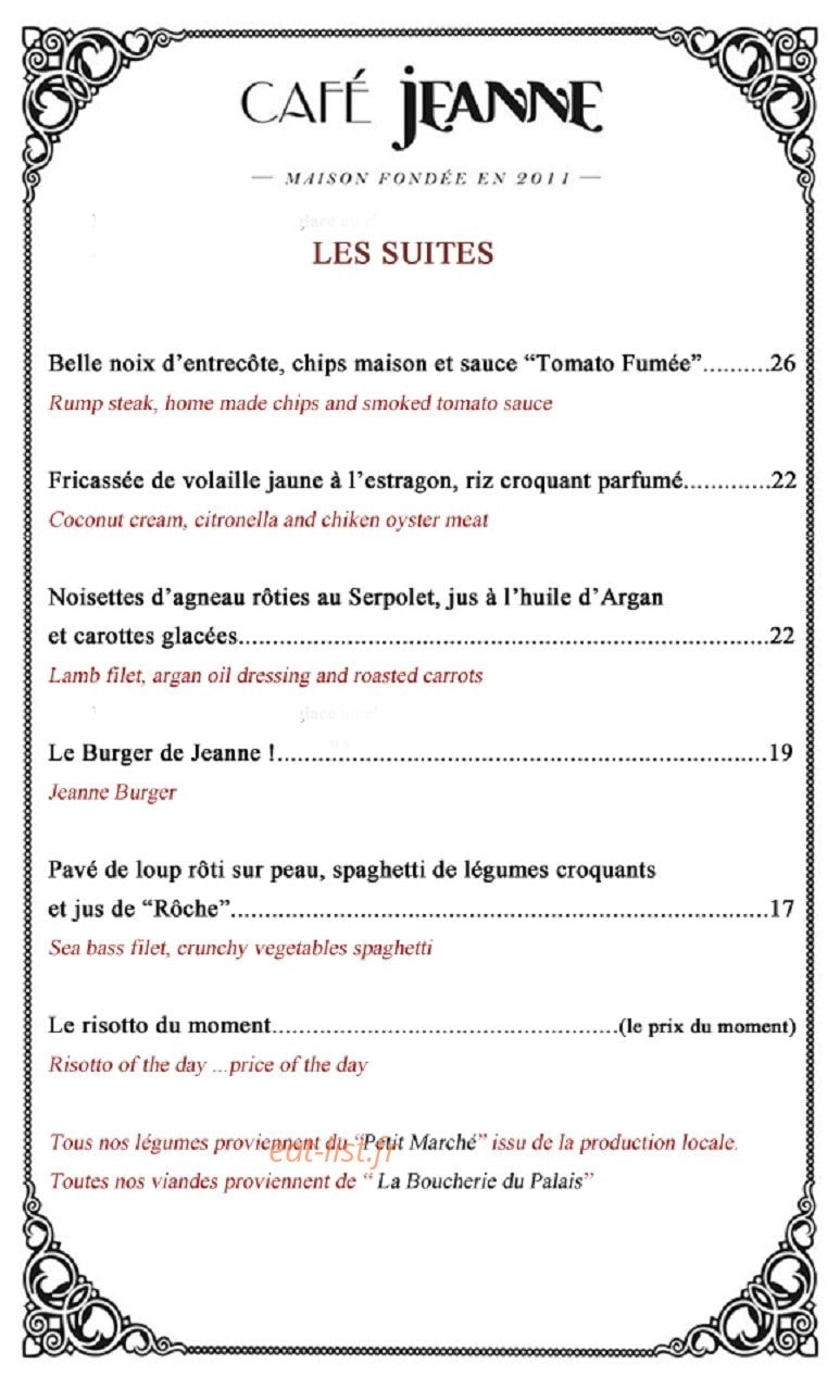 Café Jeanne — carte page 2