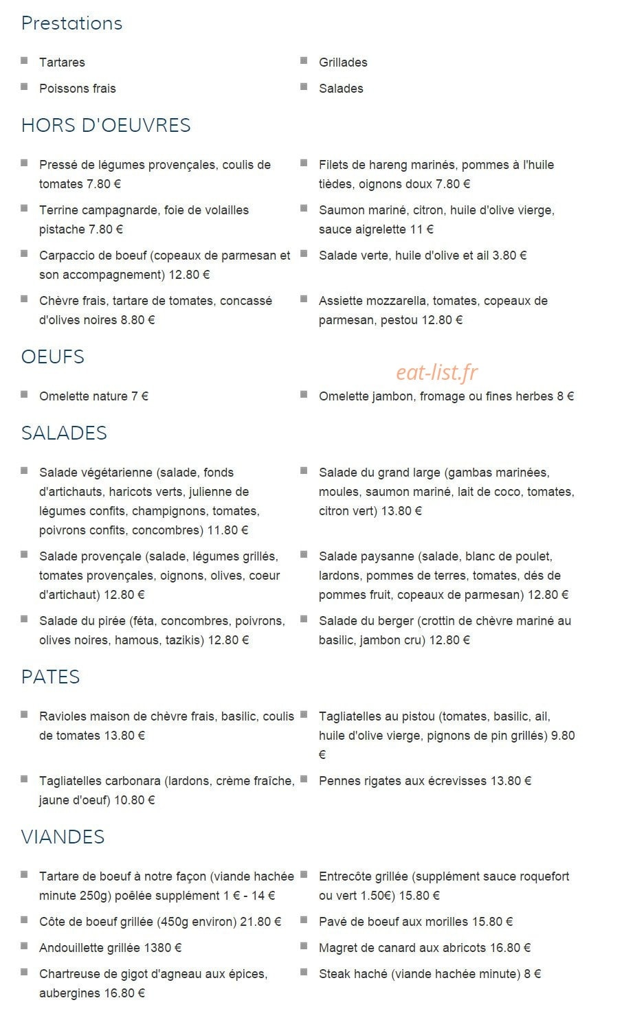 Café Le Darius — carte page 2