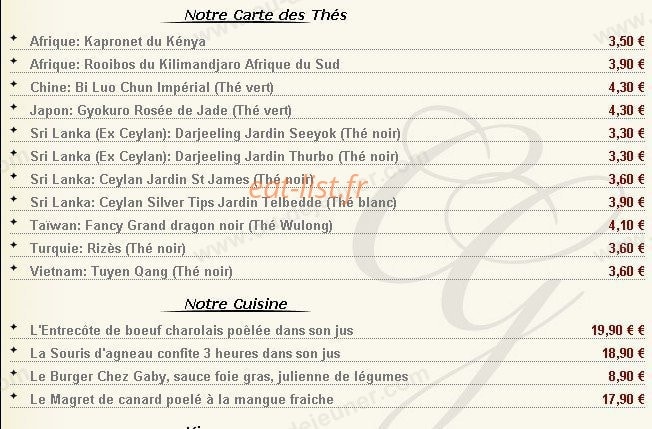 Chez Gaby — carte page 3