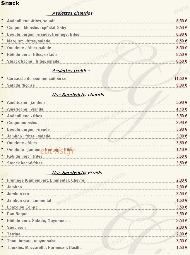 Chez Gaby — carte page 4