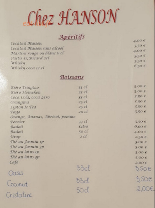 Chez Hanson — carte page 4