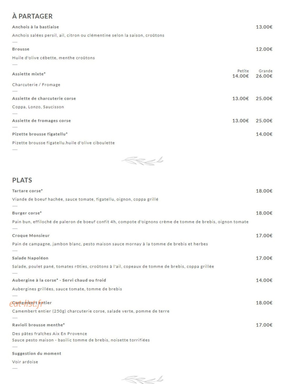 Chez Lion — carte page 1