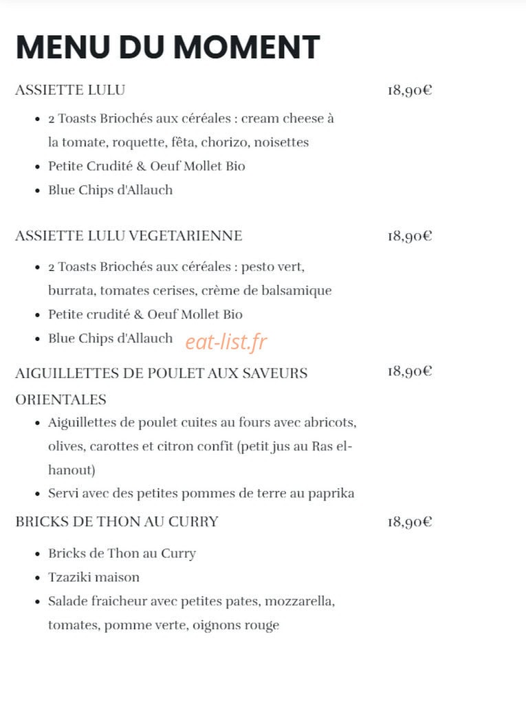 Chez Lulu — carte page 1