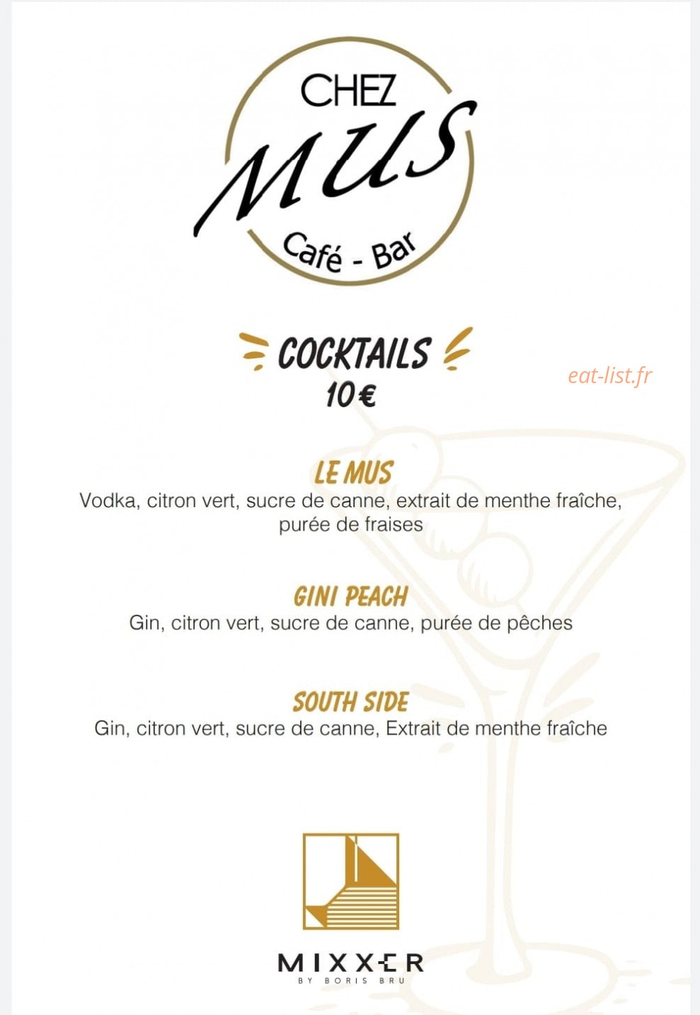 Chez Mus — carte page 1