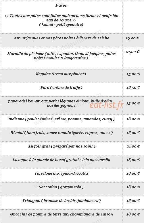 Chez Nine — carte page 1