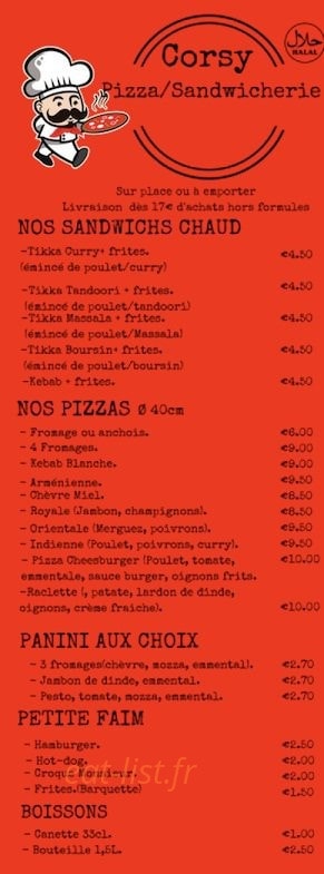 Corsy Pizza — carte page 1