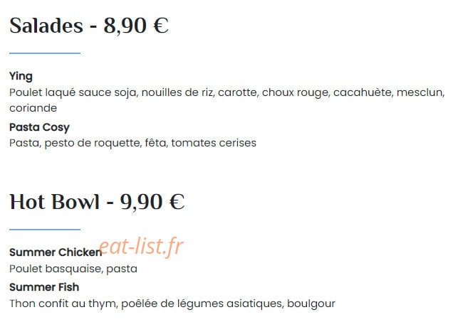 Cosy & Coffee — carte page 2